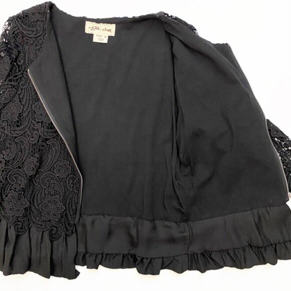 NWOT Anthropologie Black Lace Zippered Peplum Jacket Size M - Picture 8 of 12
